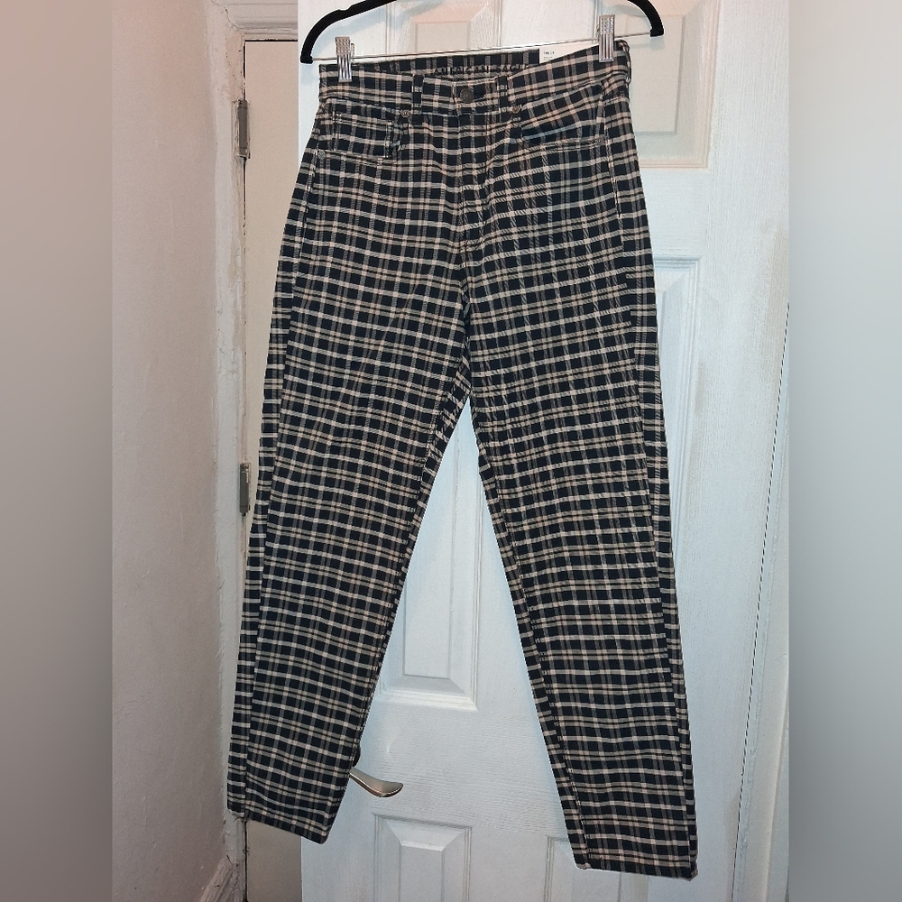 American Eagle Outfitters Navy & Khaki Plaid Skinny Pants